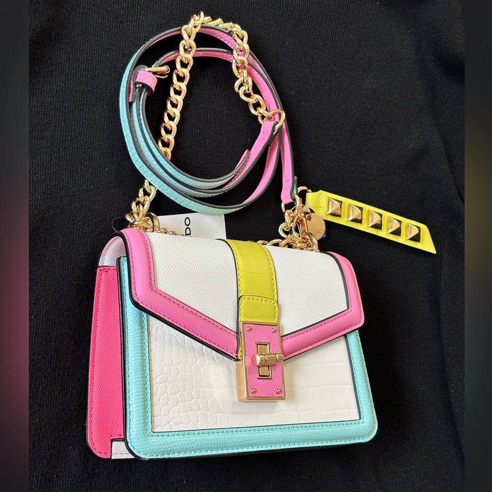 Aldo Chic Multicolor Crossbody Bag with Gold Accents
